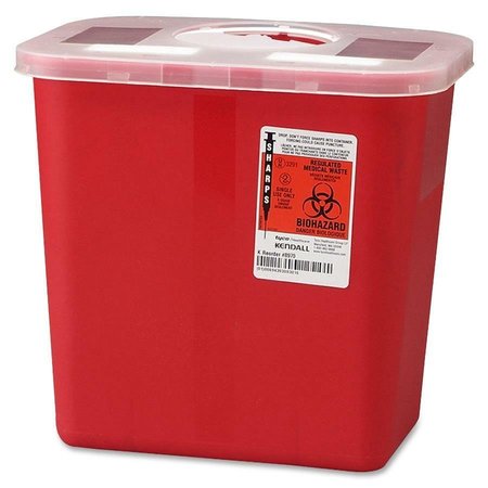 Covidien Biohazard Sharps Container w/ Rotor Lid, 2 Gal., Red CVDSRRO100970